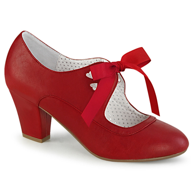 Rosso 6,5 cm WIGGLE-32 retro vintage scarpe décolleté maryjane tacco spesso