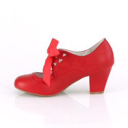 Rosso 6,5 cm WIGGLE-32 retro vintage scarpe décolleté maryjane tacco spesso