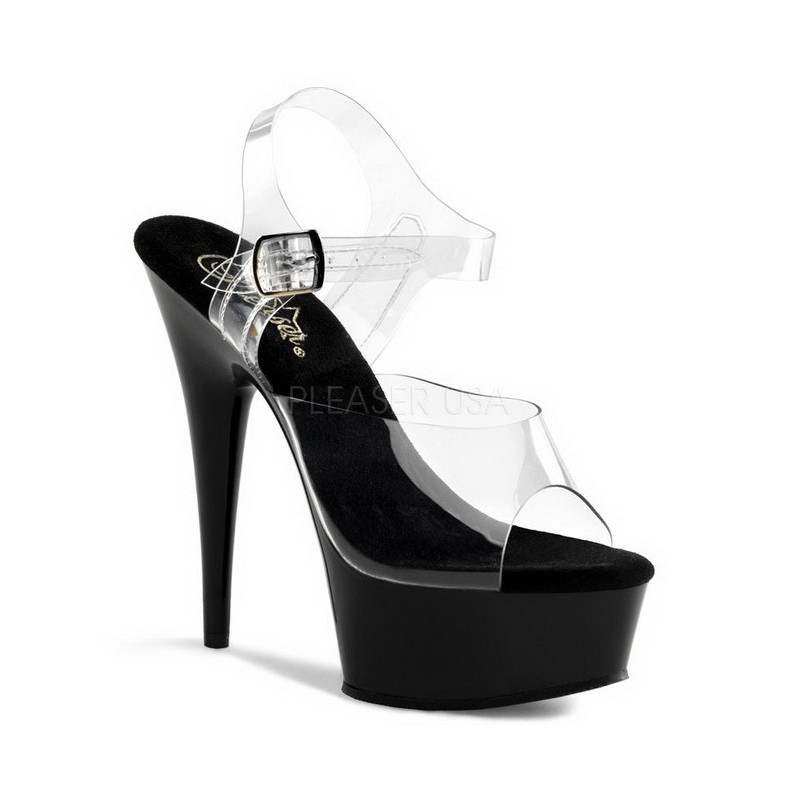 Transparent Black 15 cm Pleaser DELIGHT-608 Platform High Heels Women