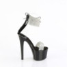 Black 18 cm PASSION-727RS black platform ankle straps high heels