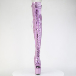 Glitter 18 cm PEEP TOE purple thigh high boots with laces high heels