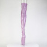 Glitter porpora 18 cm PEEP TOE stivali sopra il ginocchio con stringati