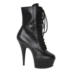 Nero Pelle 15,5 cm DELIGHT-1020 Plateau Stivaletti Donna