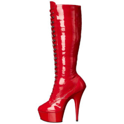 Red Shiny 15,5 cm DELIGHT-2023 Platform Knee Boots