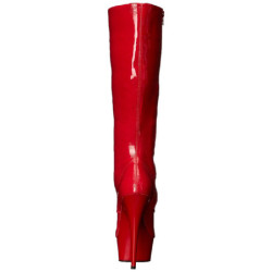 Red Shiny 15,5 cm DELIGHT-2023 Platform Knee Boots