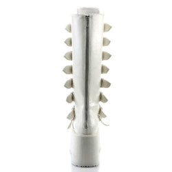 Vegan 9 cm DAMNED-318 emo knee high buckle boots platform white