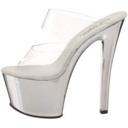 Cromo Trasparente 18 cm SKY-302 Platform Ciabattina Tacchi Alti