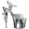 Silver 18 cm Pleaser REVOLVER-709G High Heels Chrome Platform
