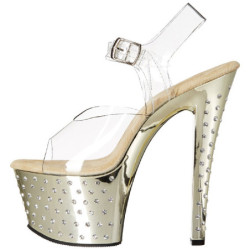 Oro 18 cm Pleaser STARDUST-708 Tacchi Alti Cromo Plateau