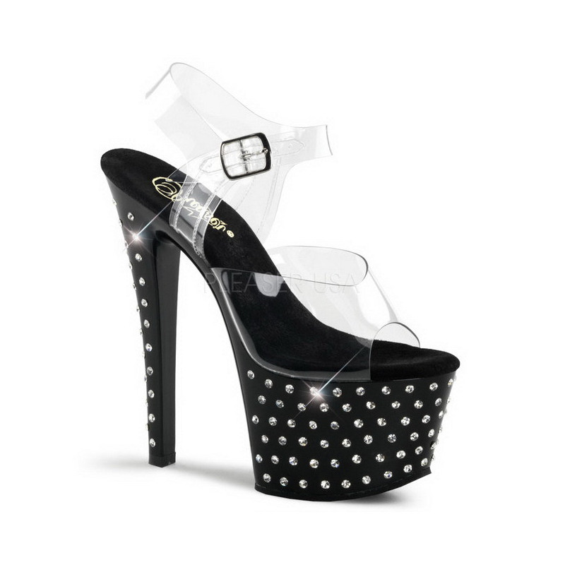 Nero 18 cm Pleaser STARDUST-708 Tacchi Alti Plateau