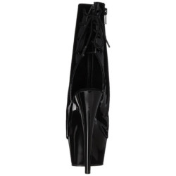 Nero Verniciato 15 cm DELIGHT-1018 Plateau Stivaletti Donna