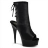 Black Leatherette 15 cm DELIGHT-1018 Platform Ankle Calf Boots