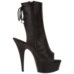 Black Leatherette 15 cm DELIGHT-1018 Platform Ankle Calf Boots