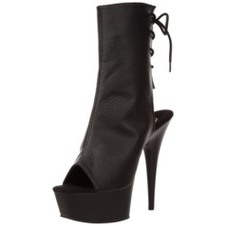 Black Leatherette 15 cm DELIGHT-1018 Platform Ankle Calf Boots
