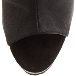 Black Leatherette 15 cm DELIGHT-1018 Platform Ankle Calf Boots