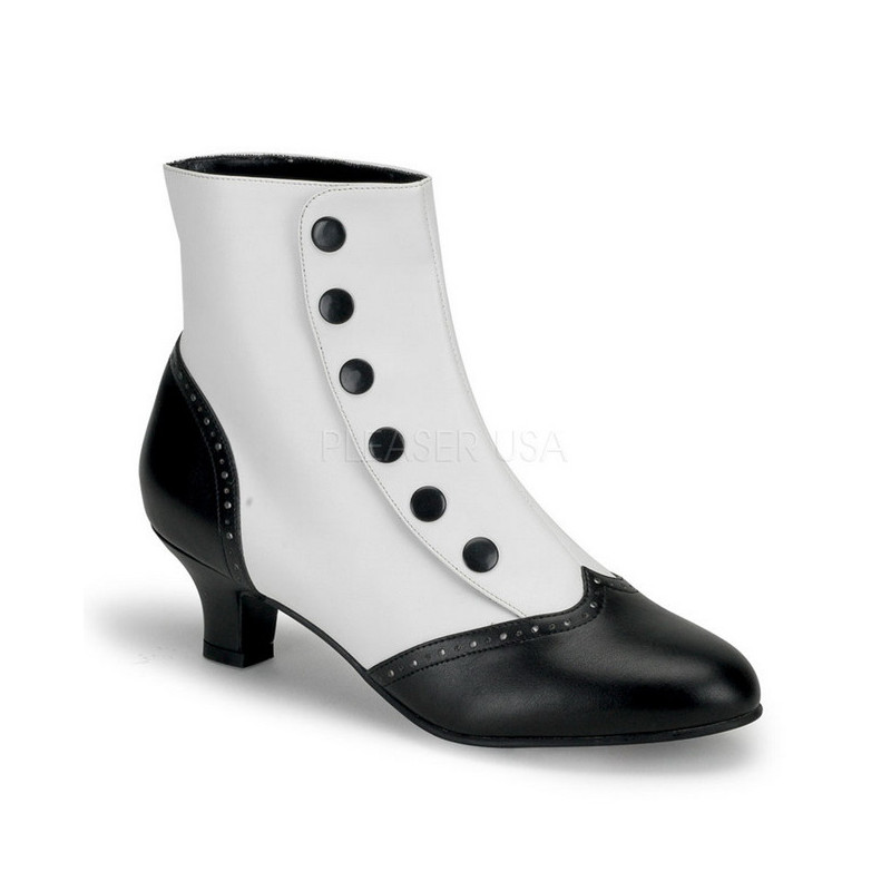 Nero Bianco 5 cm FLORA-1023 Stivaletti Donna Basso