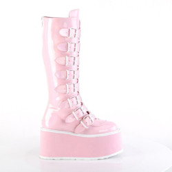 Ologramma 9 cm DAMNED-318 platform stivali al ginocchio donna con fibbia rosa