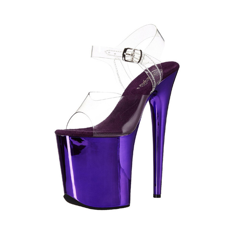 Purple 20 cm FLAMINGO-808 Chrome Platform High Heels