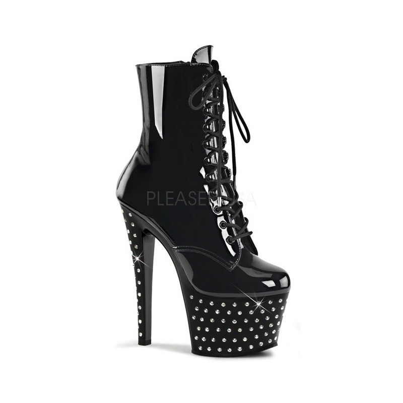 Patent 18 cm STARDUST-1020-7 womens ankle boots rhinestone platform