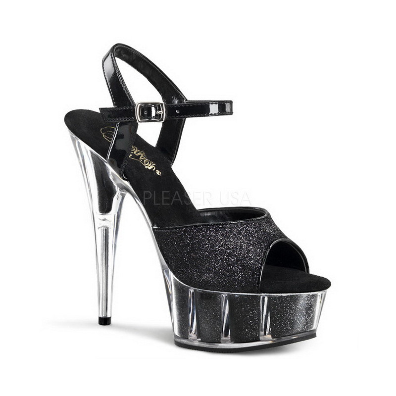Black Glitter 15 cm DELIGHT-609-5G High Heel Platform