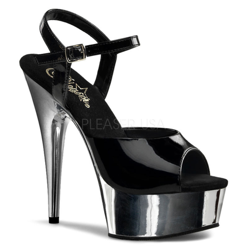 Argento cromo plateau 15 cm DELIGHT-609 tacco alto pleaser