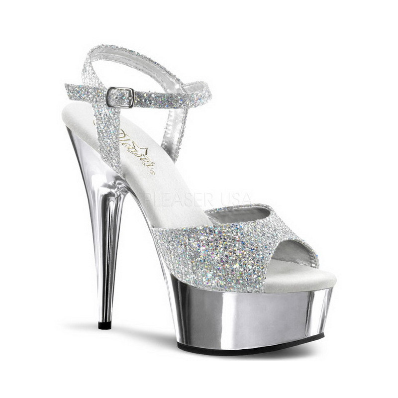 Argento 15 cm Pleaser DELIGHT-609G Cromo Plateau Tacchi Alti