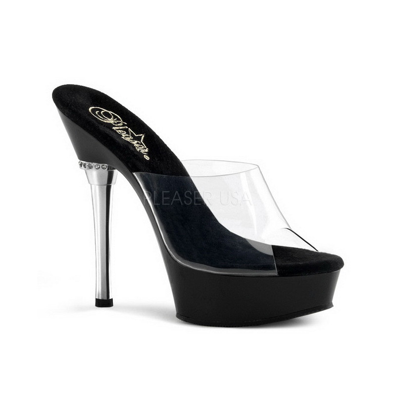 Black Transparent 14 cm Pleaser ALLURE-601 Mules High Heels Platform