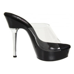 Black Transparent 14 cm Pleaser ALLURE-601 Mules High Heels Platform