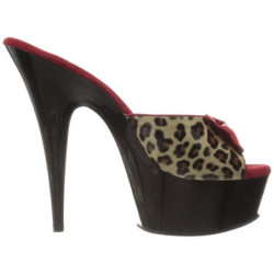 Leopardo 15 cm Pleaser DELIGHT-601-6 Plateau Mules Alto