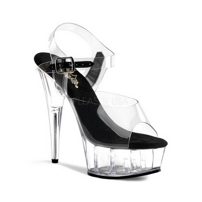 Transparent Black 15 cm Pleaser DELIGHT-608 High Heels Platform