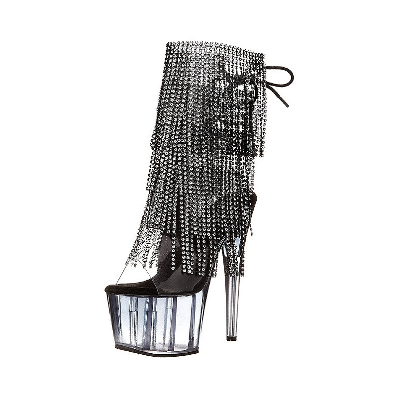 Black 18 cm ADORE-1017RSFT womens fringe ankle boots high heels