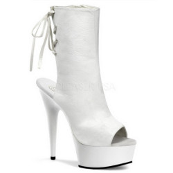 White Leatherette 15 cm DELIGHT-1018 Platform Ankle Calf Boots