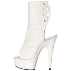 White Leatherette 15 cm DELIGHT-1018 Platform Ankle Calf Boots