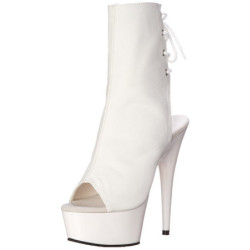 White Leatherette 15 cm DELIGHT-1018 Platform Ankle Calf Boots
