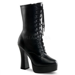 Black Leatherette 13 cm Pleaser ELECTRA-1020 Platform Ankle Calf Boots