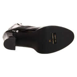 Patent black platform boots lace up 13 cm - 70s years abba disco kneeboots