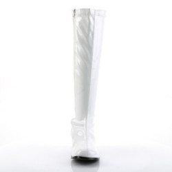 White boots block heel 5 cm - 70s years disco gogo kneeboots patent