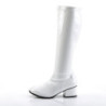 White boots block heel 5 cm - 70s years disco gogo kneeboots patent