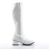 White boots block heel 5 cm - 70s years disco gogo kneeboots patent
