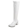 White boots block heel 5 cm - 70s years disco gogo kneeboots patent