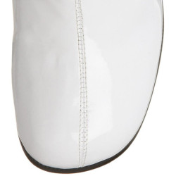 White boots block heel 5 cm - 70s years disco gogo kneeboots patent