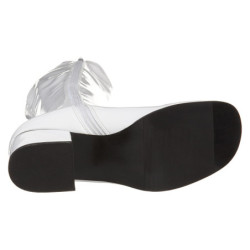 White boots block heel 5 cm - 70s years disco gogo kneeboots patent