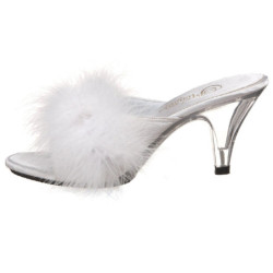 White Feathers 8 cm BELLE-301F High Women Mules Shoes for Men