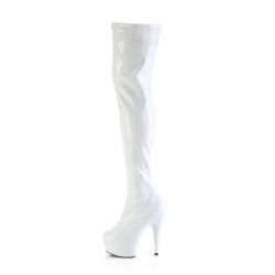 White 15 cm DELIGHT-3000HWR Hologram exotic pole dance overknee boots
