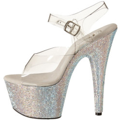 Argento 18 cm Pleaser BEJEWELED-708DM Strass Plateau Tacchi Alti