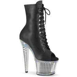 White strass platform 18 cm 1021RS pleaser high heels ankle boots