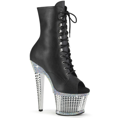 White strass platform 18 cm 1021RS pleaser high heels ankle boots