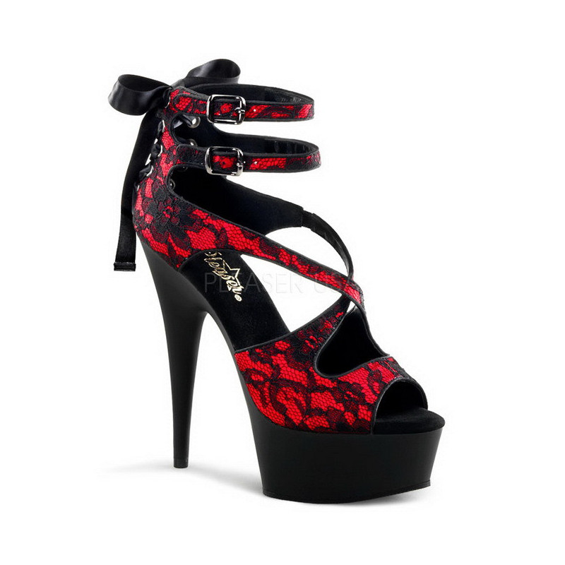 Red Satin 15 cm Pleaser DELIGHT-678LC High Heels Platform