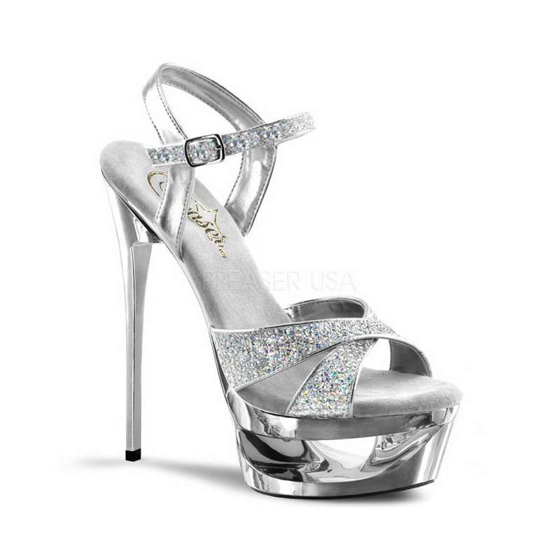 Silver 16,5 cm Pleaser ECLIPSE-619G Platform Stiletto High Heels