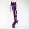 Glitter 20 cm PEEP TOE Violet thigh high boots with laces high heels